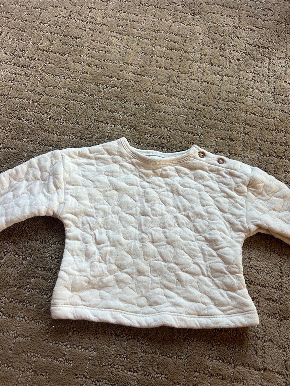 Carter's Quilted 100 procent cotton Cream Baby Sweatshirt with Shoulder Snaps